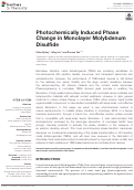 Cover page: Photochemically Induced Phase Change in Monolayer Molybdenum Disulfide