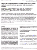 Cover page: Optimized high-throughput screening of non-coding variants identified from genome-wide association studies