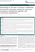 Cover page: Responding to the deaf in disasters: establishing the need for systematic training for state-level emergency management agencies and community organizations