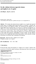 Cover page: On the relation between expected returns and implied cost of capital