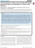 Cover page: Perinatal Exposure of Mice to the Pesticide DDT Impairs Energy Expenditure and Metabolism in Adult Female Offspring