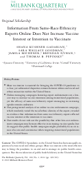 Cover page: Information From Same‐Race/Ethnicity Experts Online Does Not Increase Vaccine Interest or Intention to Vaccinate