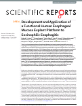 Cover page: Development and Application of a Functional Human Esophageal Mucosa Explant Platform to Eosinophilic Esophagitis