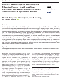 Cover page: Parental Preconception Adversity and Offspring Mental Health in African Americans and Native Americans in the United States: A Systematic Review.