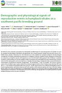 Cover page: Demographic and physiological signals of reproductive events in humpback whales on a southwest pacific breeding ground.