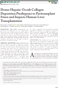 Cover page: Donor Hepatic Occult Collagen Deposition Predisposes to Peritransplant Stress and Impacts Human Liver Transplantation