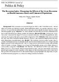 Cover page: The Recession Index: Measuring the Effects of the Great Recession on Health Insurance Rates and Uninsured Populations