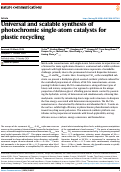 Cover page: Universal and scalable synthesis of photochromic single-atom catalysts for plastic recycling.