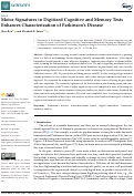 Cover page: Motor Signatures in Digitized Cognitive and Memory Tests Enhances Characterization of Parkinsons Disease.