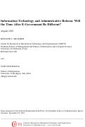 Cover page: Information Technology and Administrative Reform: Will the Time After E-Government Be Different?