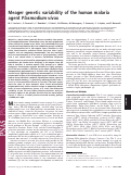 Cover page: Meager genetic variability of the human malaria agent Plasmodium vivax