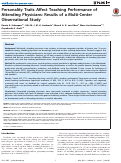 Cover page: Personality Traits Affect Teaching Performance of Attending Physicians: Results of a Multi-Center Observational Study