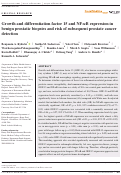 Cover page: Growth and differentiation factor 15 and NF-κB expression in benign prostatic biopsies and risk of subsequent prostate cancer detection.