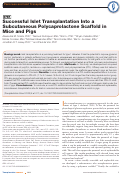 Cover page: Successful Islet Transplantation Into a Subcutaneous Polycaprolactone Scaffold in Mice and Pigs