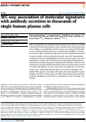 Cover page: SEC-seq: association of molecular signatures with antibody secretion in thousands of single human plasma cells