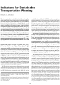 Cover page: Indicators for Sustainable Transportation Planning