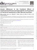 Cover page: Gender Differences in the Combined Effects of Cardiovascular Disease and Osteoarthritis on Progression to Functional Impairment in Older Mexican Americans