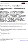 Cover page: Longitudinal quantitative assessment of coronary atherosclerosis related to normal systolic blood pressure maintenance in the absence of established cardiovascular disease.