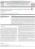 Cover page of Machine learning in materials research: Developments over the last decade and challenges for the future