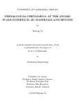 Cover page: Tribological Phenomena at the Atomic Scale Interface: 2D materials and beyond