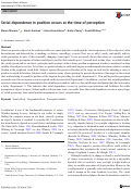 Cover page: Serial dependence in position occurs at the time of perception