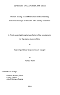 Cover page: Problem Solving Toward Mathematical Understanding : instructional design for students with learning disabilities