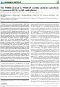 Cover page: The FAM86 domain of FAM86A confers substrate specificity to promote EEF2-Lys525 methylation.