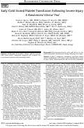 Cover page: Early Cold Stored Platelet Transfusion Following Severe Injury: A Randomized Clinical Trial.