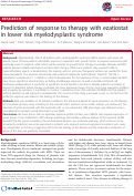 Cover page: Prediction of response to therapy with ezatiostat in lower risk myelodysplastic syndrome