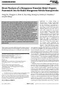Cover page: Direct Pyrolysis of a Manganese‐Triazolate Metal–Organic Framework into Air‐Stable Manganese Nitride Nanoparticles