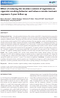 Cover page: Effect of reducing the nicotine content of cigarettes on cigarette smoking behavior and tobacco smoke toxicant exposure: 2‐year follow up