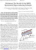 Cover page: Preliminary Test Results for the MICE Spectrometer Superconducting Solenoids