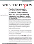 Cover page: Functional characterization and discovery of modulators of SbMATE, the agronomically important aluminium tolerance transporter from Sorghum bicolor