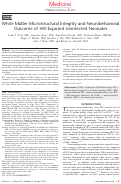 Cover page: White Matter Microstructural Integrity and Neurobehavioral Outcome of HIV-Exposed Uninfected Neonates