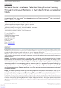 Cover page: Maternal Social Loneliness Detection Using Passive Sensing Through Continuous Monitoring in Everyday Settings: Longitudinal Study.