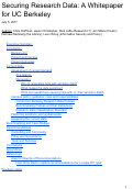 Cover page of Securing Research Data: A Whitepaper for UC Berkeley