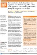 Cover page: Recurrent diabetic ketoacidosis and cognitive function among older adults with type 1 diabetes: findings from the Study of Longevity in Diabetes