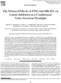 Cover page: The Delayed Effects of DTG and MK-801 on Latent Inhibition in a Conditioned Taste-Aversion Paradigm