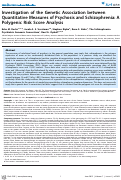 Cover page: Investigation of the Genetic Association between Quantitative Measures of Psychosis and Schizophrenia: A Polygenic Risk Score Analysis