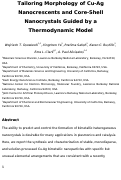 Cover page: Tailoring Morphology of Cu–Ag Nanocrescents and Core–Shell Nanocrystals Guided by a Thermodynamic Model