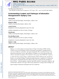 Cover page: Understanding Contexts and Challenges of Information Management for Epilepsy Care.