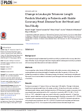 Cover page: Change in Leukocyte Telomere Length Predicts Mortality in Patients with Stable Coronary Heart Disease from the Heart and Soul Study