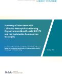 Cover page: Summary of Interviews with California Metropolitan Planning Organizations About Senate Bill 375 and the Sustainable Communities Strategies