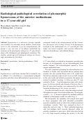 Cover page: Radiological-pathological correlation of pleomorphic liposarcoma of the anterior mediastinum in a 17-year-old girl