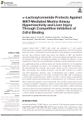 Cover page: α-Lactosylceramide Protects Against iNKT-Mediated Murine Airway Hyperreactivity and Liver Injury Through Competitive Inhibition of Cd1d Binding