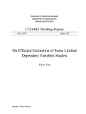 Cover page of On efficient estimation of some limited dependent variables models