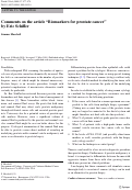 Cover page: Comments on the article “Biomarkers for prostate cancer” by Eric Schiffer