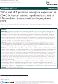 Cover page: TNF-¿ and LPA promote synergistic expression of COX-2 in human colonic myofibroblasts: role of LPA-mediated transactivation of upregulated EGFR