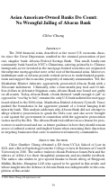 Cover page: Asian American-Owned Banks Do Count: No Wrongful Jailing of Abacus Bank