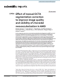 Cover page: Effect of manual OCTA segmentation correction to improve image quality and visibility of choroidal neovascularization in AMD